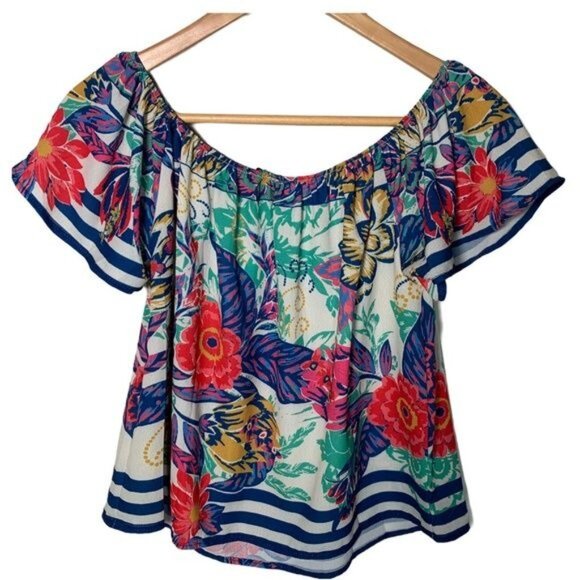 Flying Tomato Small Off Shoulder Boho Floral Peasant Blouse Summer Festival Top - Picture 2 of 11